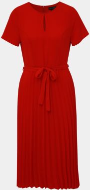 Červené midi šaty s plisovanou sukňou Dorothy Perkins