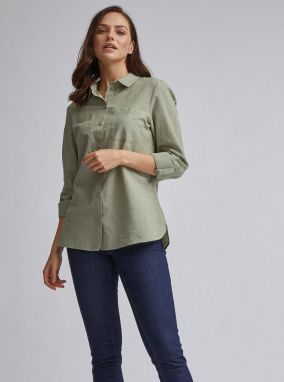 Kaki košeľa s prímesou ľanu Dorothy Perkins