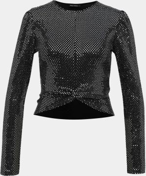 Čierny trblietavý crop top TALLY WEiJL Diablo