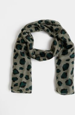 Kaki šatka s leopardím vzorom Pieces Vonjana