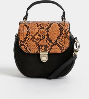 Čierna crossbody kabelka v semišovej úprave s hadím vzorom Bessie London