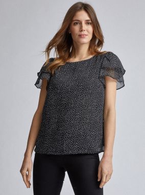 Čierna bodkovaná blúzka Dorothy Perkins