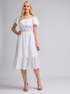 Biele šaty s madeirou Dorothy Perkins