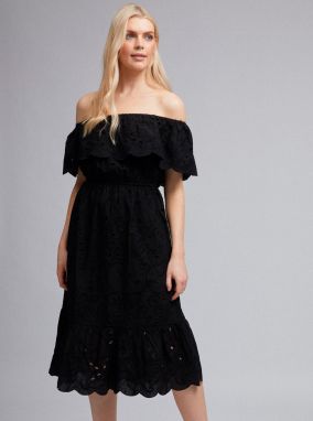 Čierne šaty s madeirou Dorothy Perkins