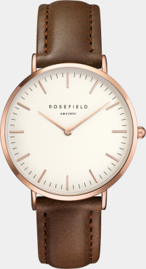 Dámske hodinky s hnedým koženým remienkom Rosefield