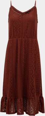 Hnedé krajkové midišaty VERO MODA Lea