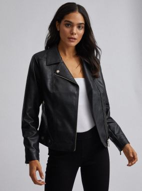 Čierna koženková bunda Dorothy Perkins