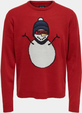 Červený sveter s vianočným motívom ONLY & SONS Xmas