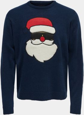 Modrý sveter s vianočným motívom ONLY & SONS Xmas