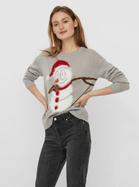 Šedý sveter s vianočným motívom VERO MODA
