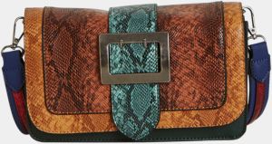 Hnedá crossbody kabelka s hadím vzorom .OBJECT