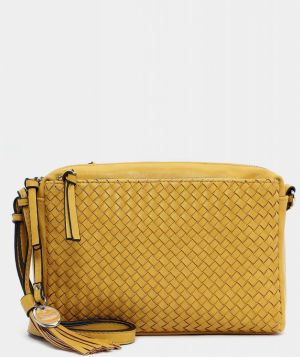 Žltá prešívaná crossbody kabelka s ozdobným strapcom Tamaris