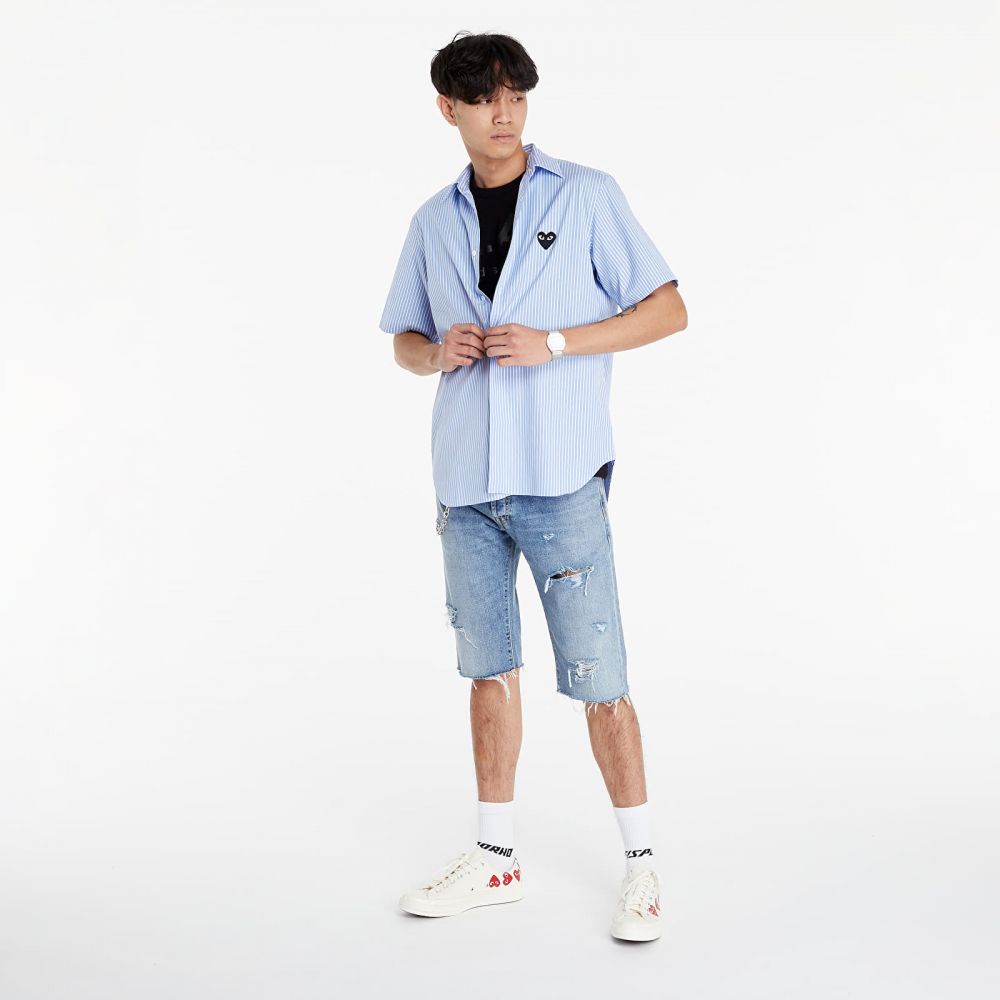 Košeľa Comme des Garçons PLAY Black Heart Striped Shirt Blue/ White XL