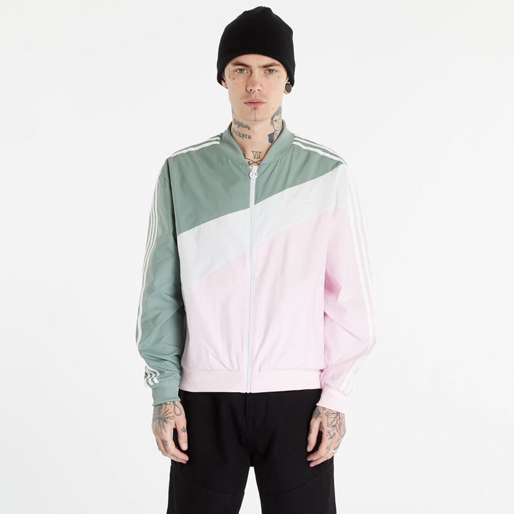 adidas Swirl Woven Track Jacket Silver Green / Clear Pink