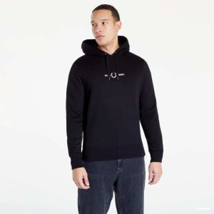 FRED PERRY Embroidered Hooded Sweatshirt Black