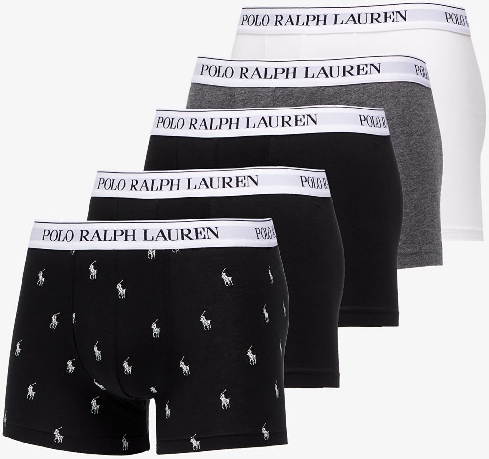 Polo Ralph Lauren Stretch Cotton Five Classic Trunks Black/ Grey/ White S