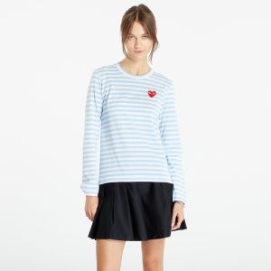 Tričko Comme des Garçons PLAY Heart Logo Long Sleeve Tee Clear Sky/ White M