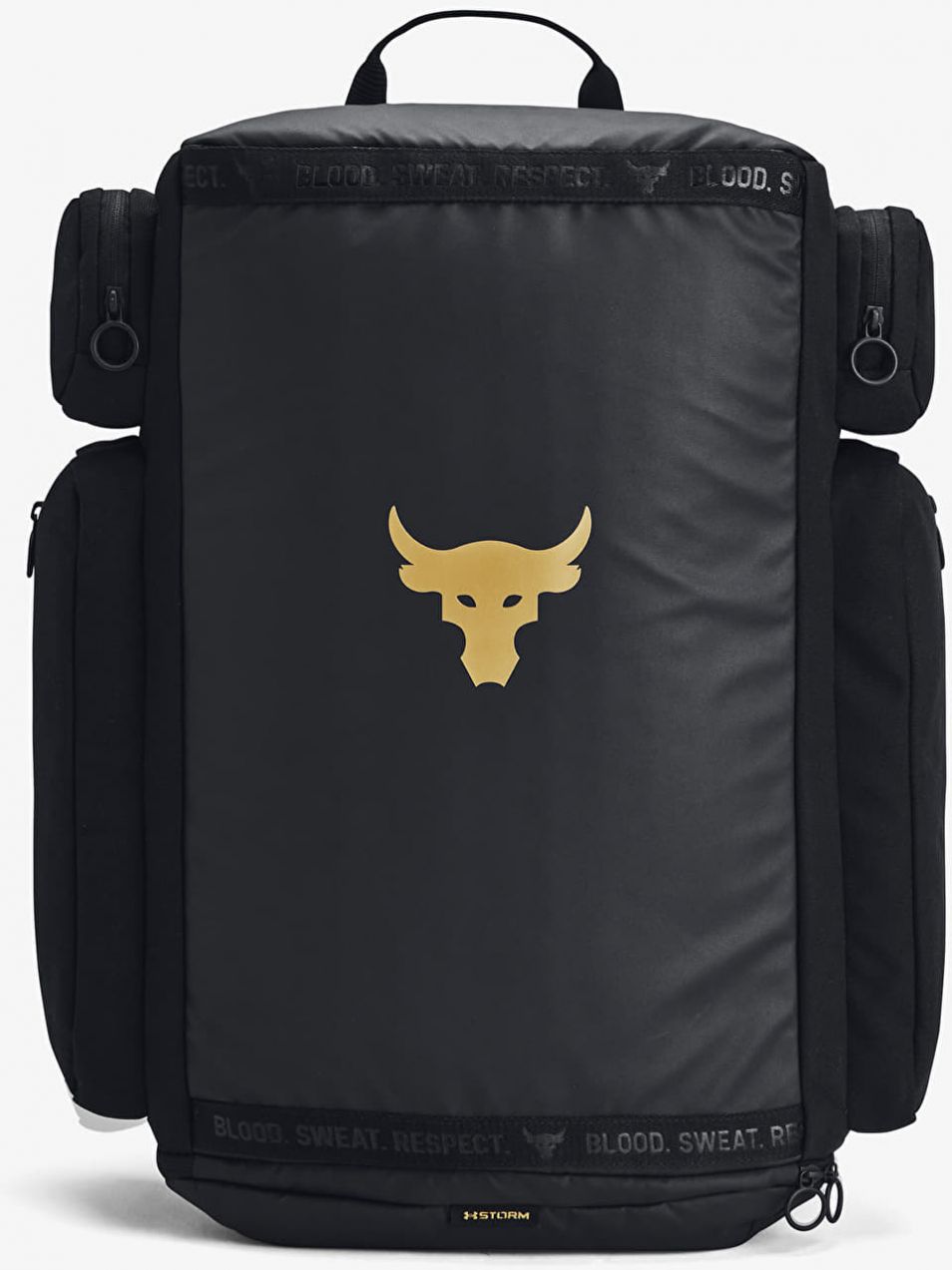 Under Armour Project Rock Duffle Backpack Black/ Black/ Metallic Gold 39 l