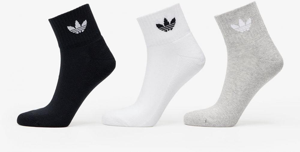 Ponožky adidas Mid Ankle Sock 3-Pack White/ Medium Grey Heather/ Black M