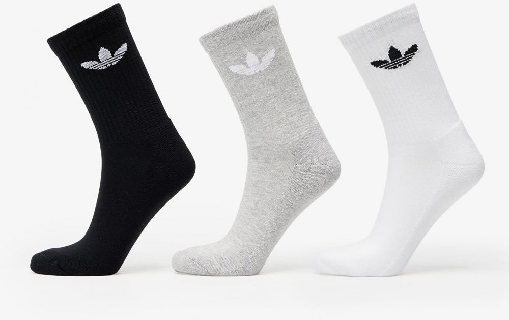 adidas Trefoil Cushion Crew Sock 6-Pack Black/ White/ Medium Grey Heather