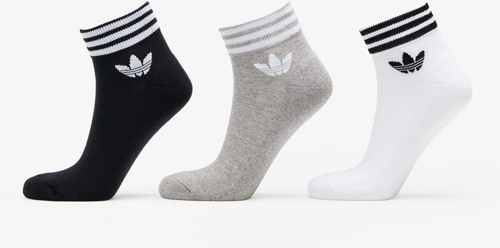 adidas Originals Trefoil Ankle Socks 3-Pack White/ Black/ Gray 35-38