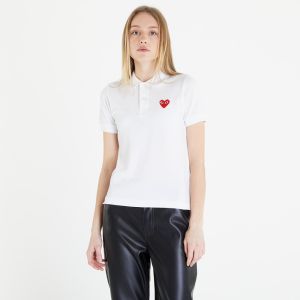 Comme des Garçons PLAY Heart Logo Polo Short Sleeve Tee White