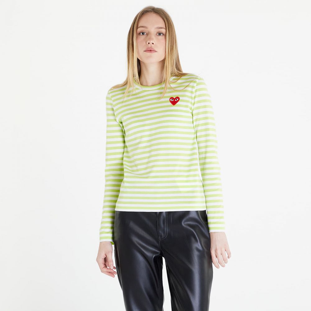 Tričko Comme des Garçons PLAY Heart Logo Tee Lime/ White S