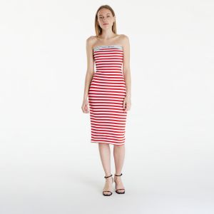 Tommy Jeans Logo Tape Stripe Knee Lenght Tube Dress Red