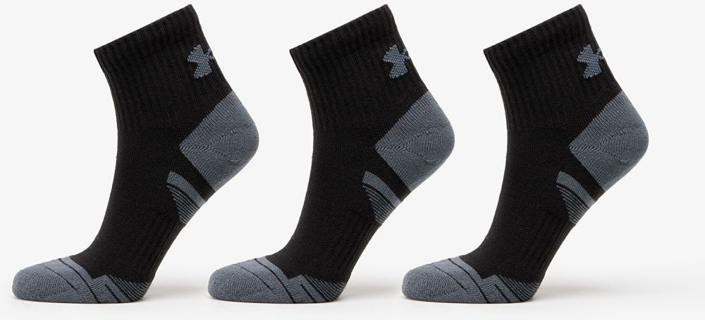 Under Armour Performance Cotton 3-Pack QTR Socks Black M