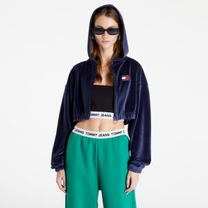 Tommy Jeans Super Crop Velour Zip Thru Twilight Navy