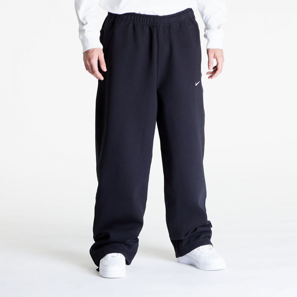 Kalhoty Nike Solo Swoosh Men's Open-Hem Brushed-Back Fleece Pants Black/ White L