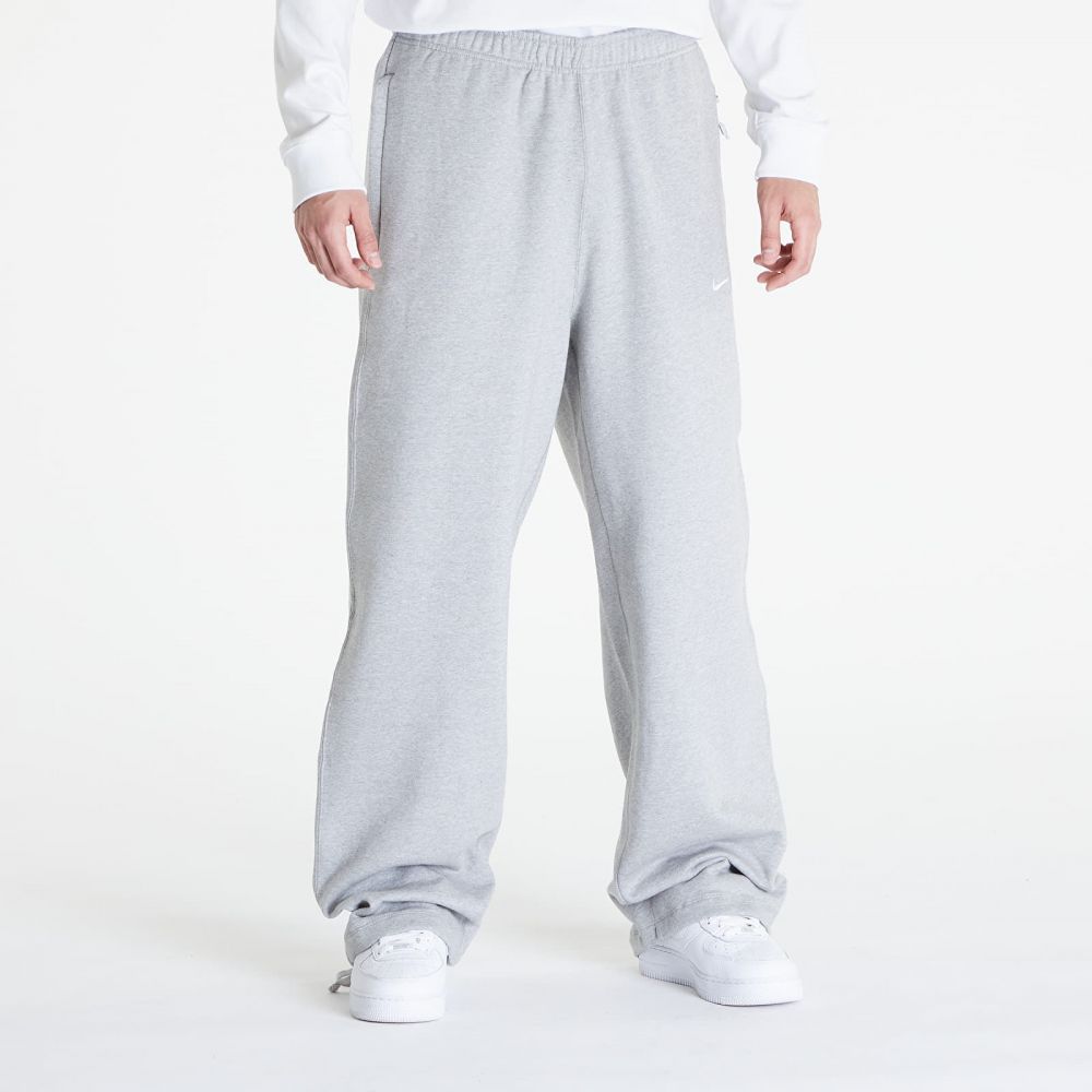 Kalhoty Nike Solo Swoosh Men's Open-Hem Brushed-Back Fleece Pants Dk Grey Heather/ White L