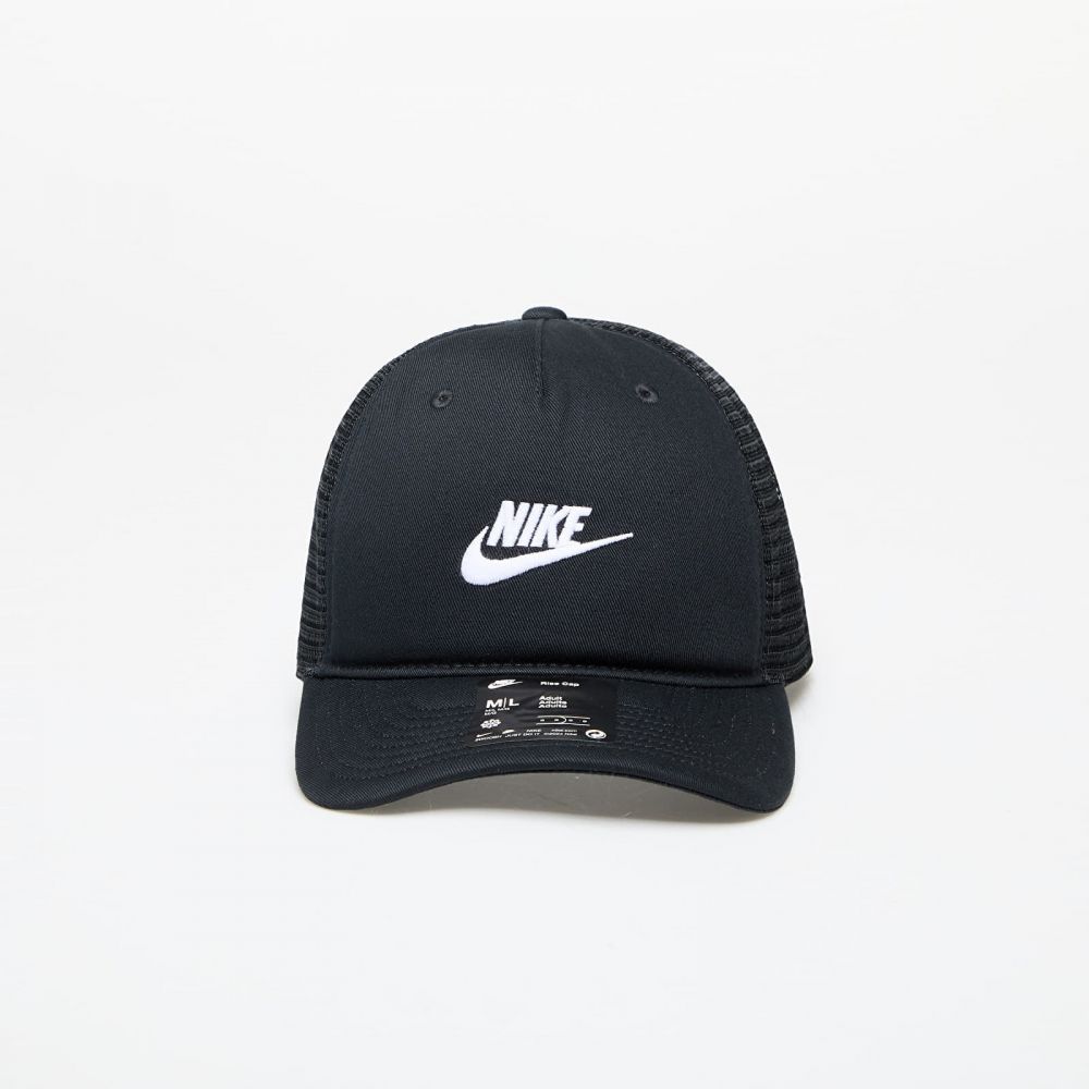 Šiltovka Nike Rise Cap Structured Trucker Cap Black/ Black/ White M/L