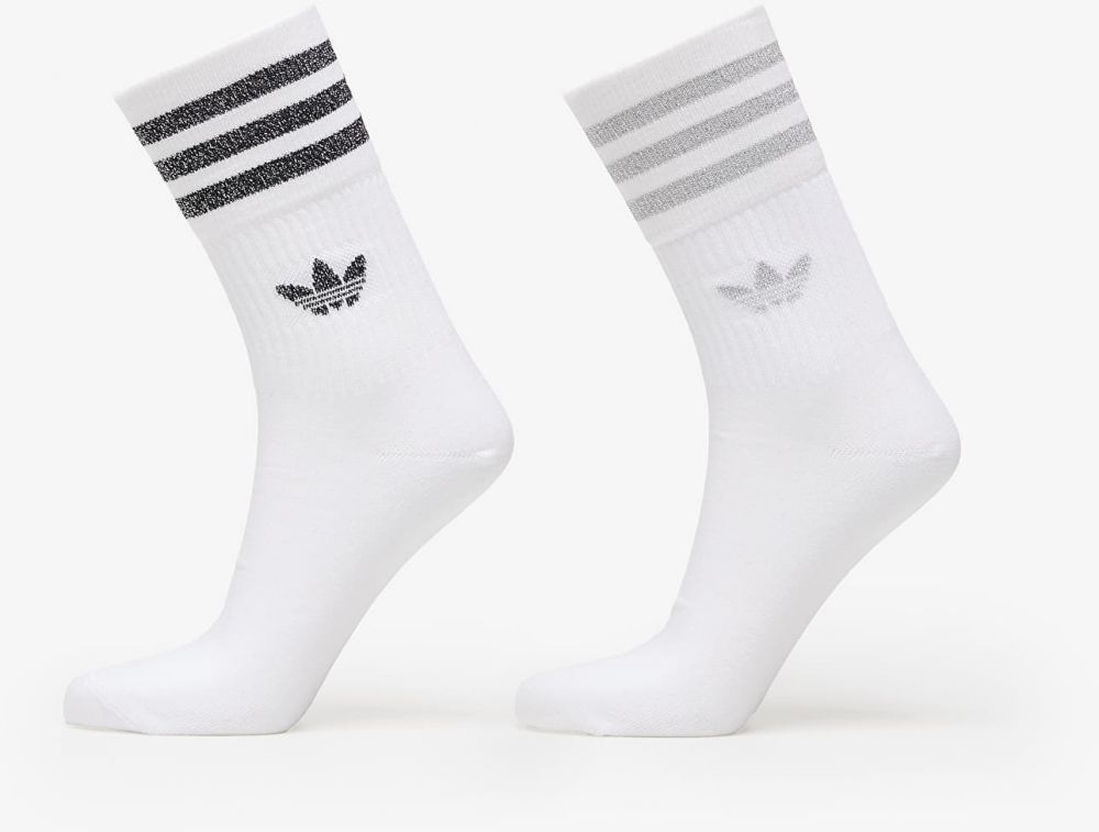 adidas Mid-Cut Glitter Crew Socks 2-Pack White/ Grey Two/ Black M