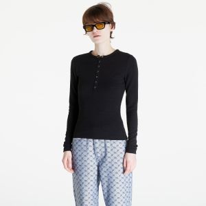Tričko Daily Paper Denise Button Long Sleeve T-Shirt Black XS