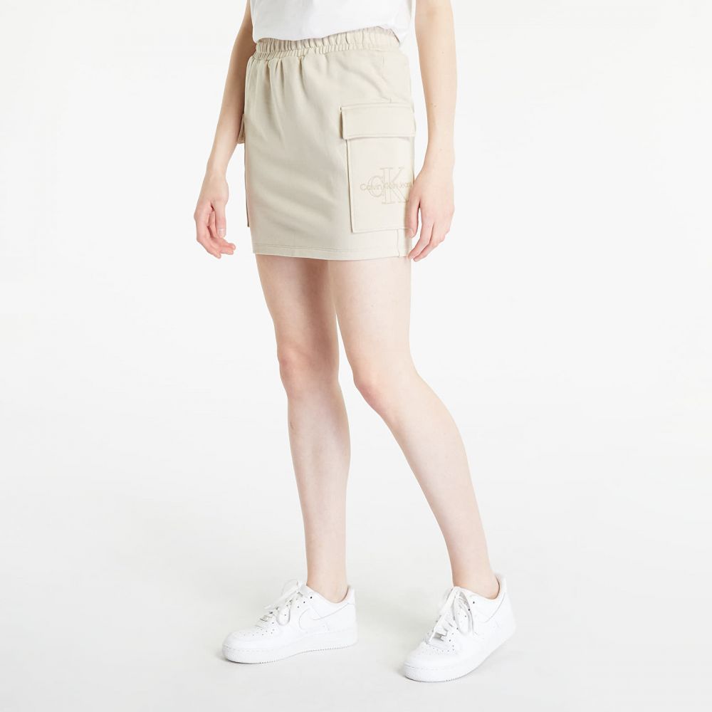 Calvin Klein Jeans Embroidered Monologo Straight Skirt Beige L
