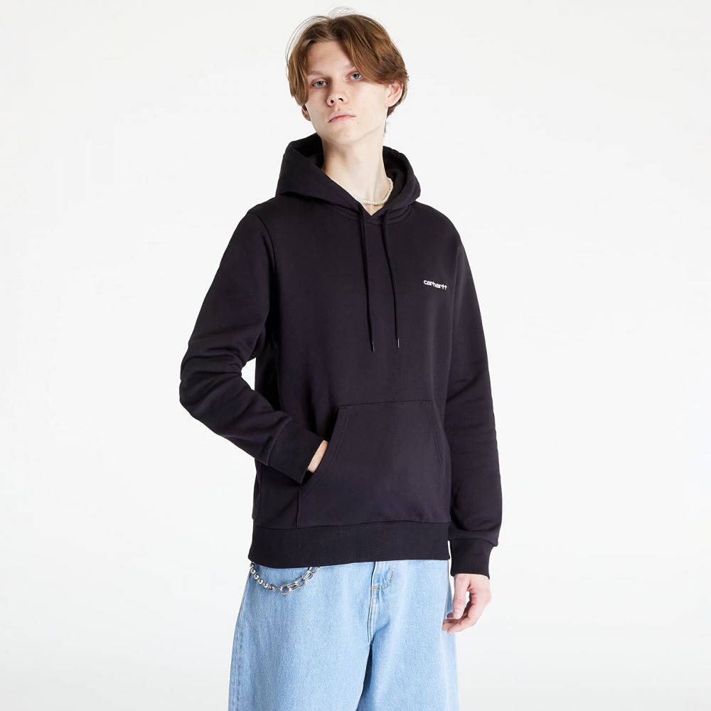 Mikina Carhartt WIP Hooded Script Embroidery Sweat Black/ White XS