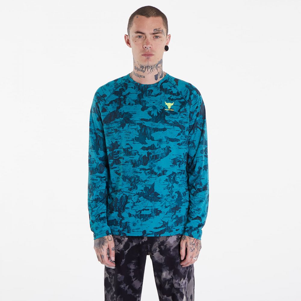 Tričko Under Armour Project Rock IsoChill LS Hydro Teal/ Black/ High-Vis Yellow S