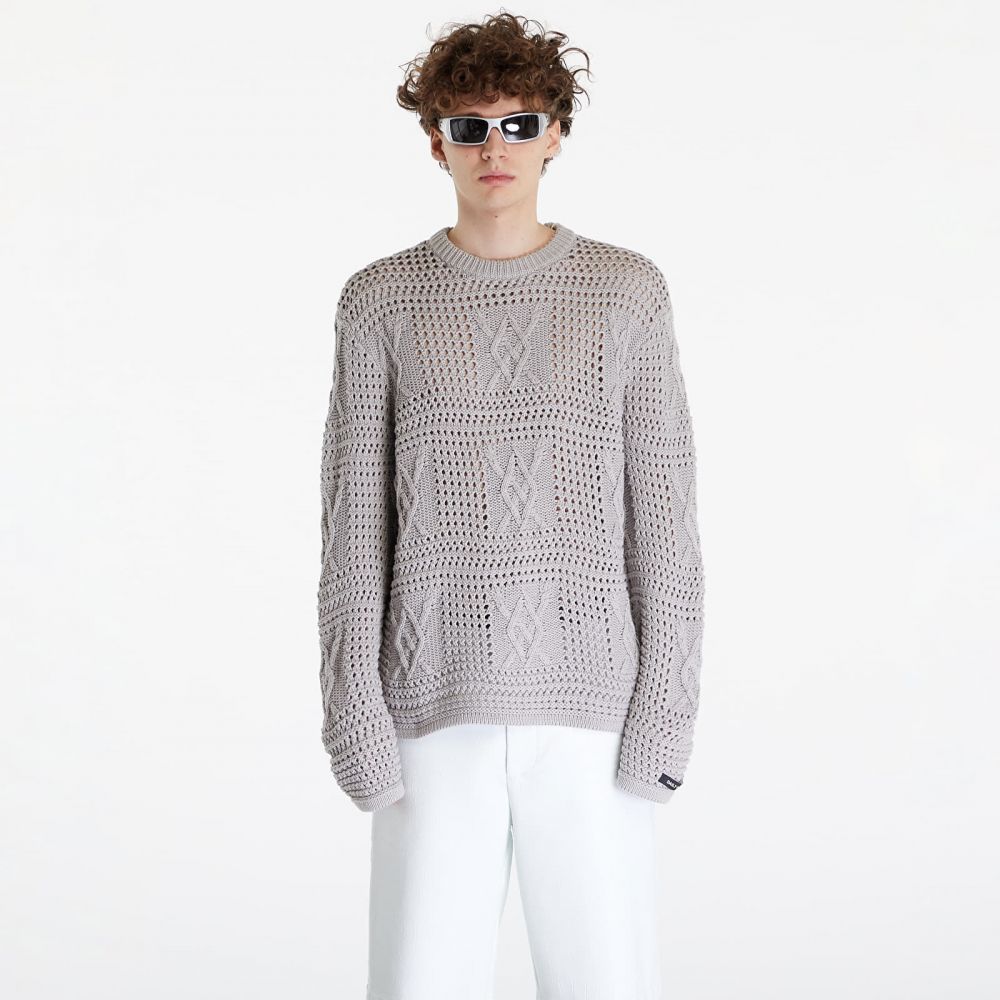Svetr Daily Paper Zuberi Crochet Long Sleeve Sweater Moonstruck Grey L