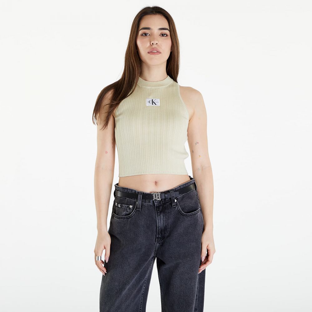 Calvin Klein Jeans Woven Label SweaterTank Top Green Haze L