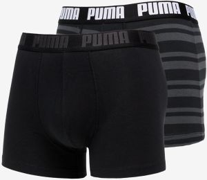 Puma 2 Pack Heritage Stripe Boxers Black M
