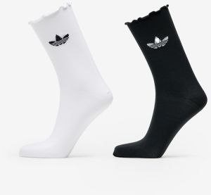 adidas Semi-Sheer Ruffle Crew Socks 2-Pack White/ Black 43-45