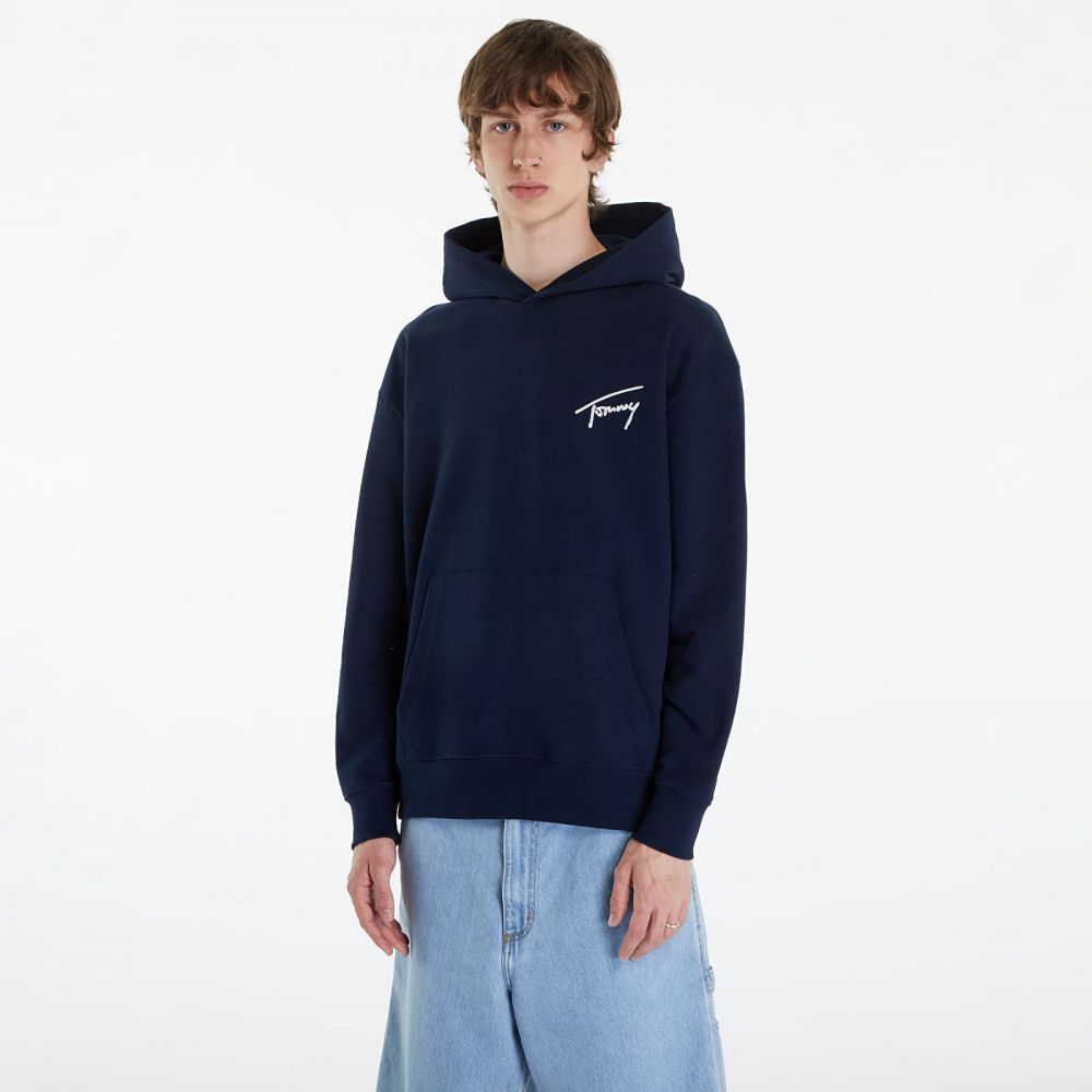 Mikina Tommy Jeans Relaxed Signature Hoodie Blue XL