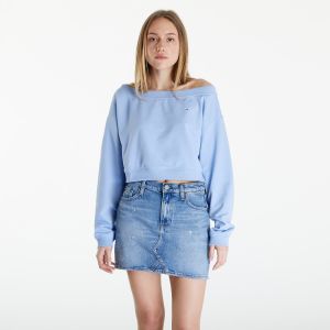 Mikina Tommy Jeans Cropped Off Shoulder Sweatshirt Blue M