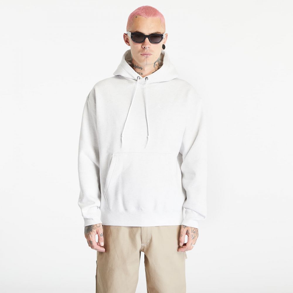 Mikina Nike Solo Swoosh Men's Fleece Pullover Hoodie Birch Heather/ White M