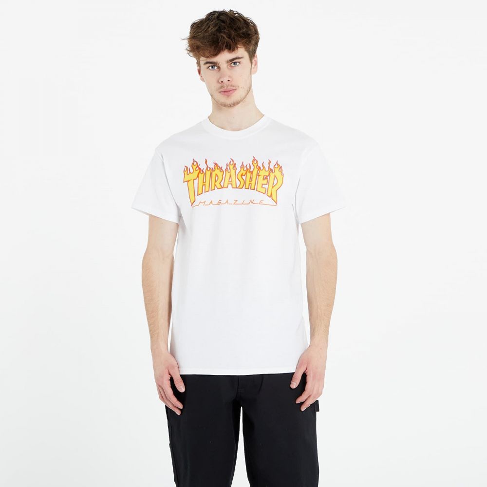 Tričko Thrasher Flame Logo T-Shirt White L