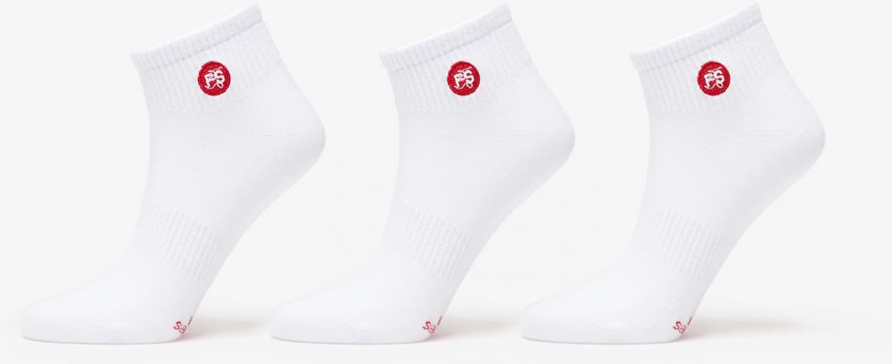 Footshop Ankle Socks 3-Pack White (Red Logo) 36-38