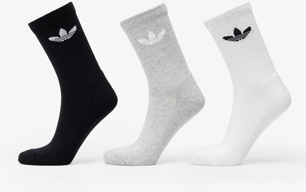 adidas Trefoil Cushion Crew Sock 6-Pack Black/ White/ Medium Grey Heather L