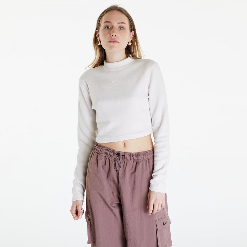Tričko Nike Sportswear Phoenix Plush Women's Long-Sleeve Crop Top Lt Orewood Brn/ Sail L