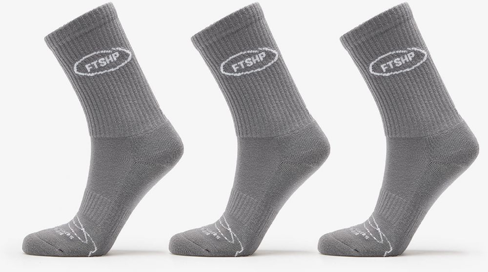 Footshop Basic Crew Socks 3-Pack Grey 36-38